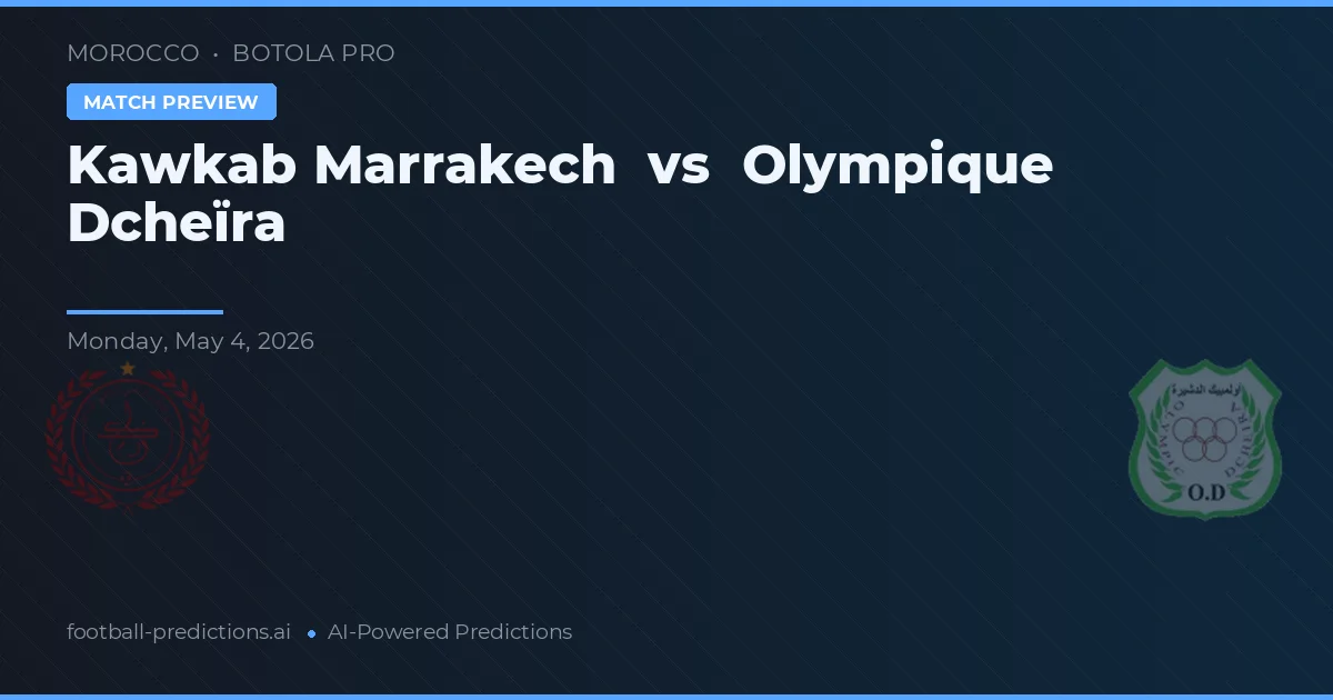 Kawkab Marrakech vs Olympique Dcheïra — prognóstico e prévia do jogo