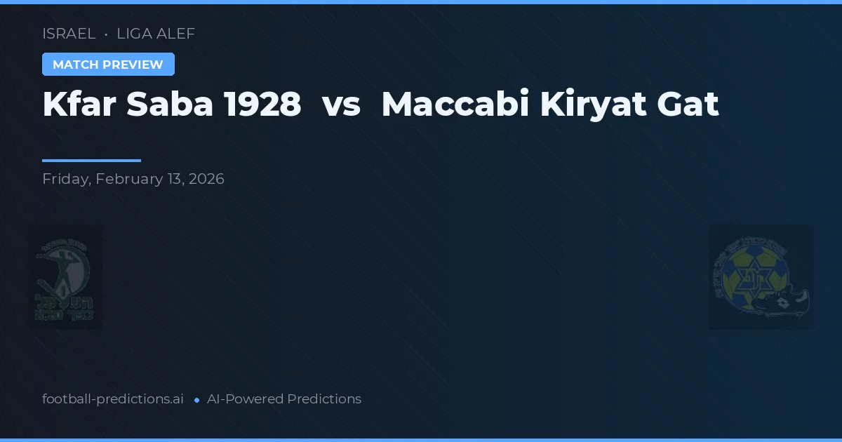 Kfar Saba 1928 vs Maccabi Kiryat Gat — prognóstico e prévia do jogo