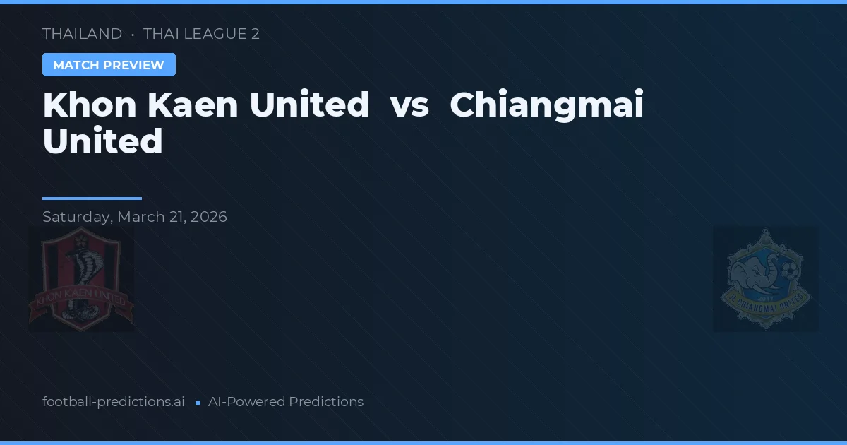 Khon Kaen United vs Chiangmai United — prognóstico e prévia do jogo