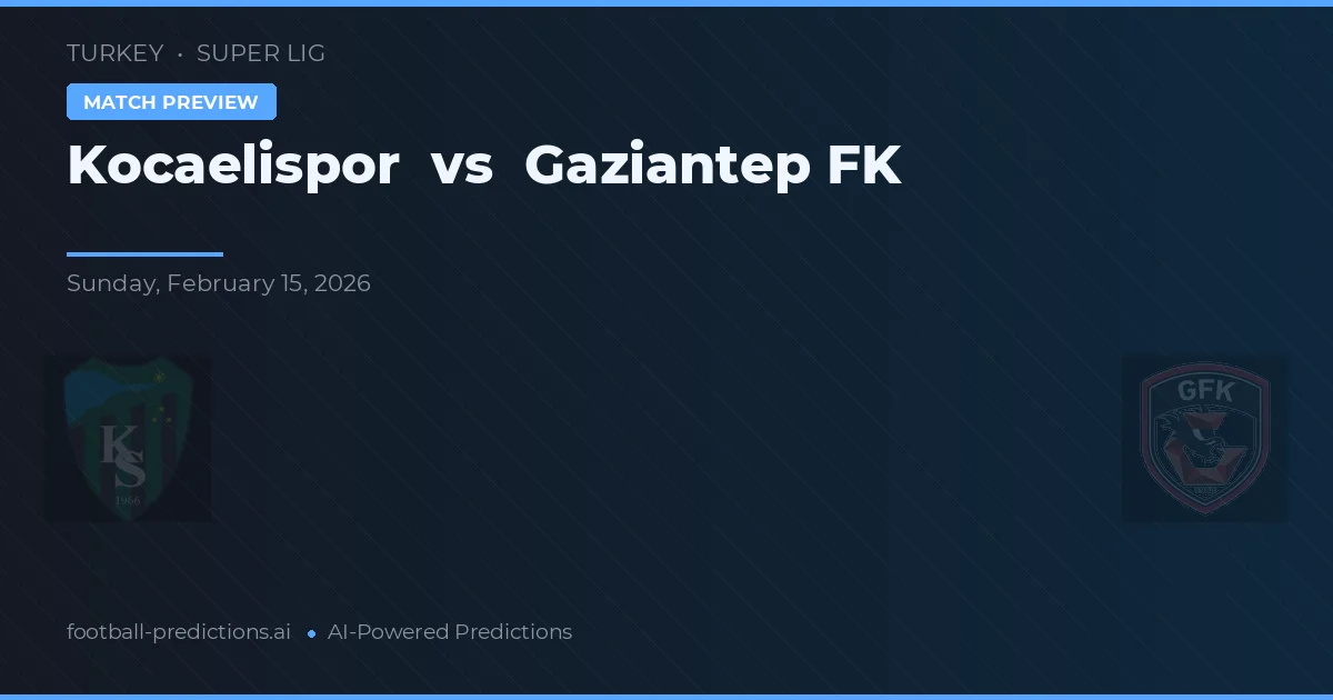 Kocaelispor vs Gaziantep FK — prognóstico e prévia do jogo
