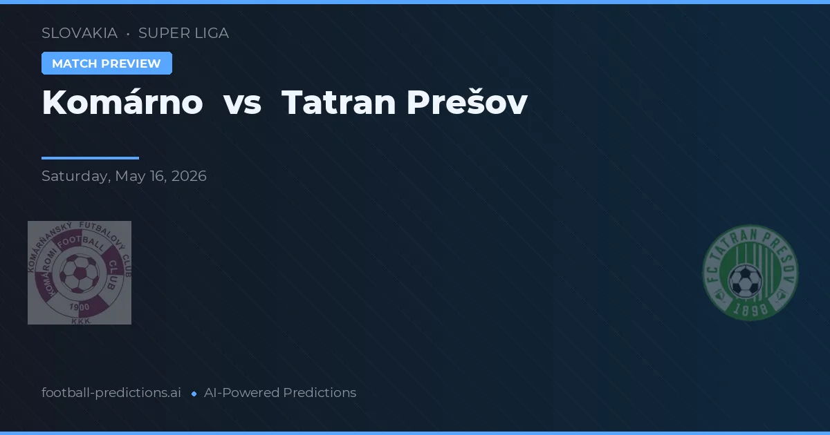 Koprivnica vs Tatran Prešov — prognóstico e prévia do jogo