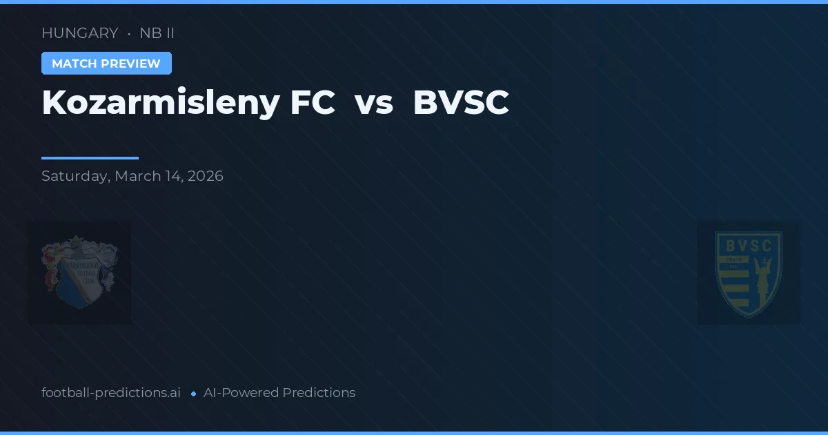 Kozármisleny FC vs BVSC — prognóstico e prévia do jogo