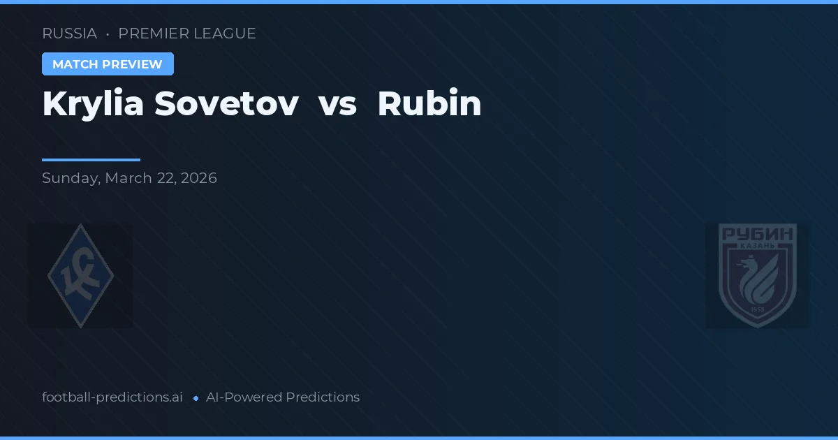 Krylia Sovetov vs Rubin Kazan — prognóstico e prévia do jogo