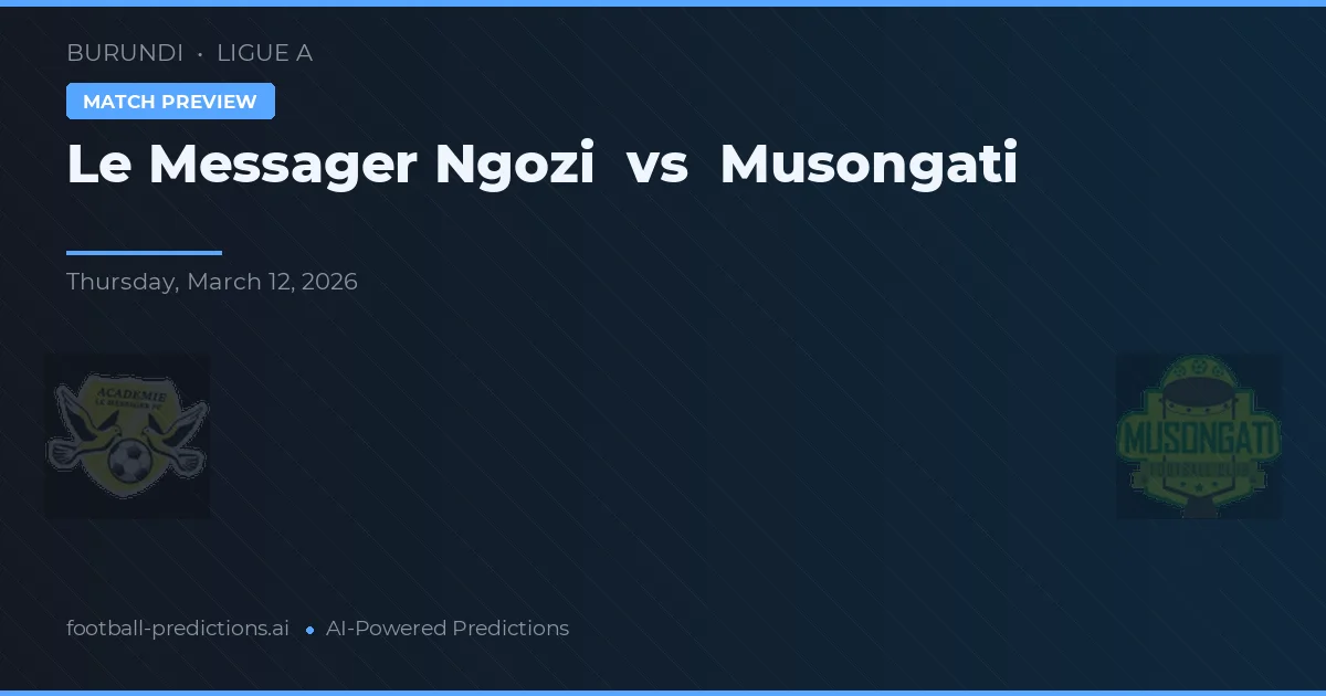 Le Messager Ngozi vs Musongati — prognóstico e prévia do jogo