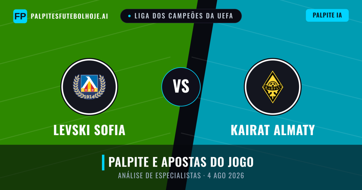 Levski Sofia vs Kairat Almaty — prognóstico e prévia do jogo