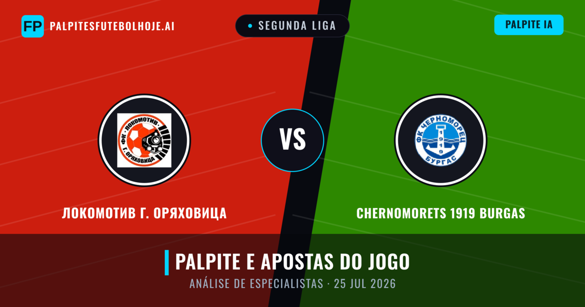 Локомотив Г. Оряховица vs Chernomorets 1919 Burgas — prognóstico e prévia do jogo