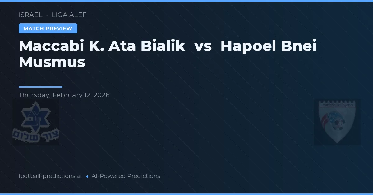 Maccabi K. Ata Bialik vs Hapoel Bnei Musmus — prognóstico e prévia do jogo