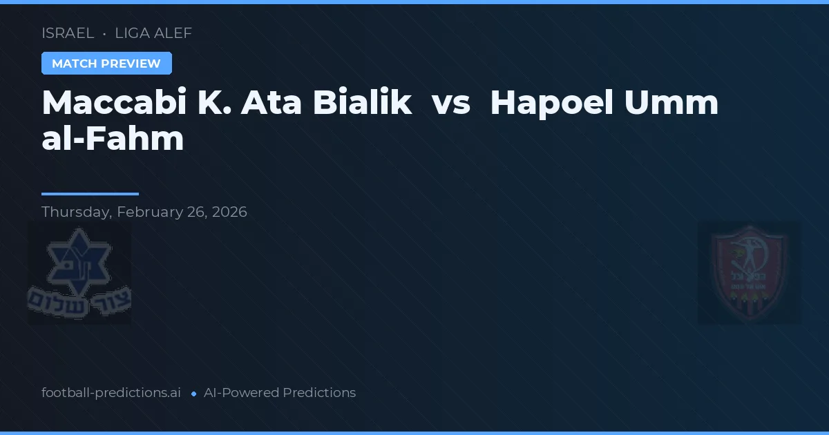 Maccabi K. Ata Bialik vs Hapoel Umm al-Fahm — prognóstico e prévia do jogo