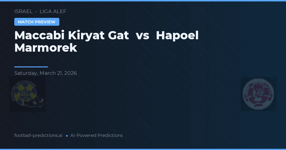 Maccabi Kiryat Gat vs Hapoel Marmorek — prognóstico e prévia do jogo