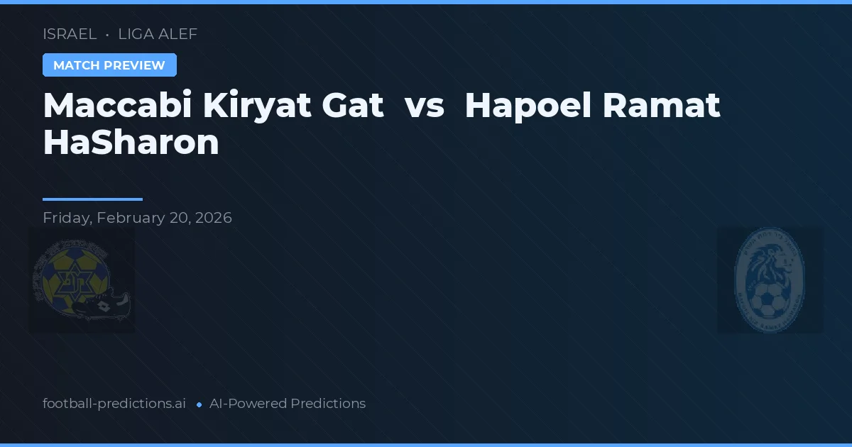 Maccabi Kiryat Gat vs Hapoel Ramat HaSharon — prognóstico e prévia do jogo