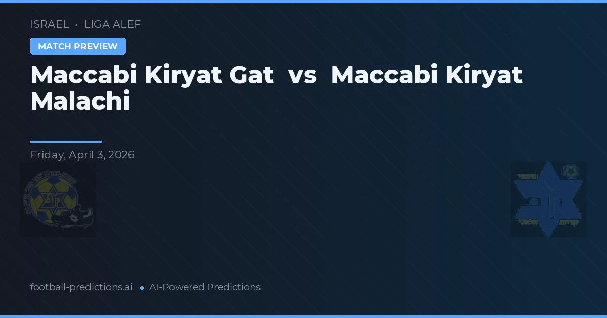 Maccabi Kiryat Gat vs Maccabi Kiryat Malachi — prognóstico e prévia do jogo