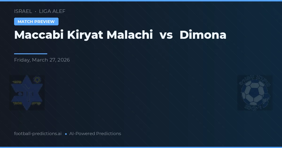Maccabi Kiryat Malachi vs Dimona — prognóstico e prévia do jogo