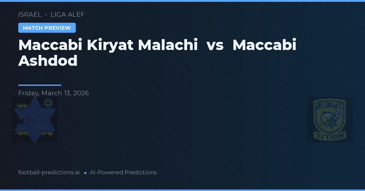 Maccabi Kiryat Malachi vs Maccabi Ashdod — prognóstico e prévia do jogo