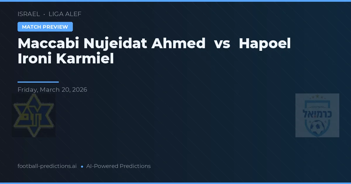 Maccabi Nujeidat Ahmed vs Hapoel Ironi Karmiel — prognóstico e prévia do jogo