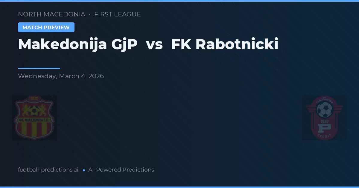 Makedonija GjP vs FK Rabotnički — prognóstico e prévia do jogo