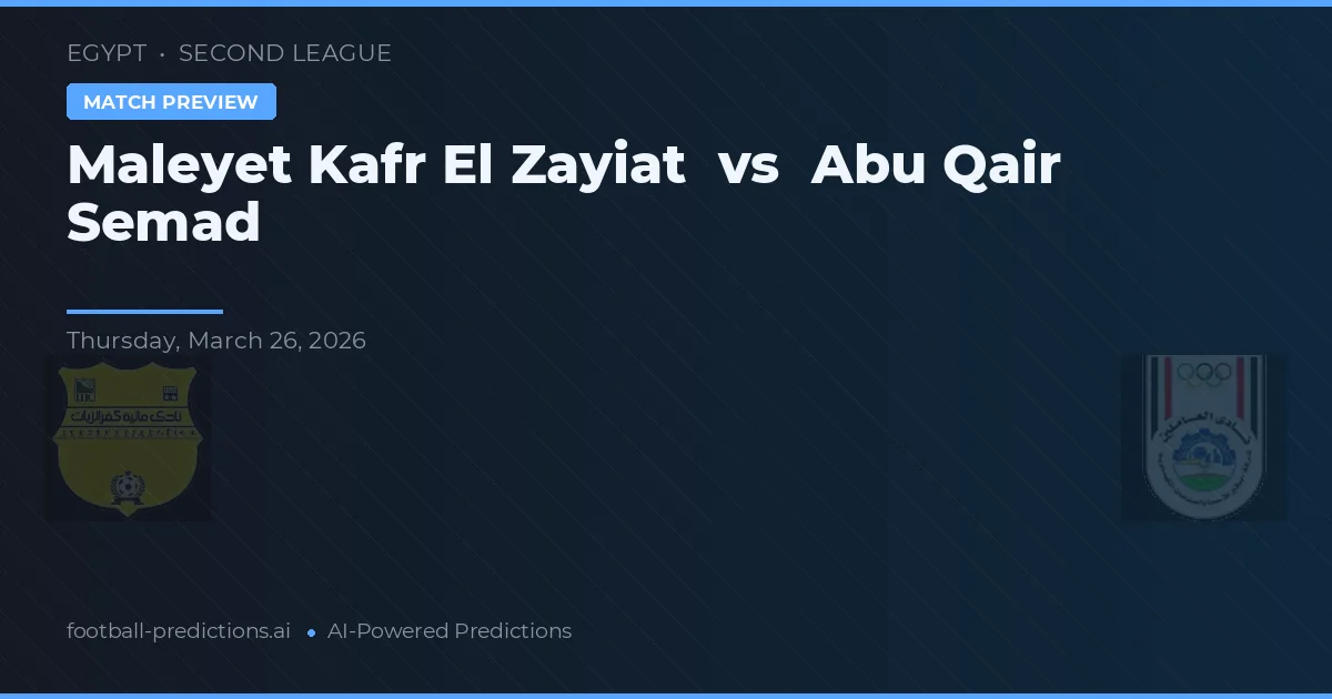 Maleyet Kafr El Zayiat vs Abu Qair Semad — prognóstico e prévia do jogo