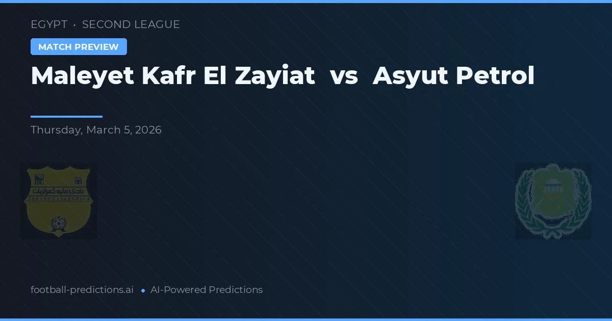 Maleyet Kafr El Zayiat vs Petro de Asyut — prognóstico e prévia do jogo