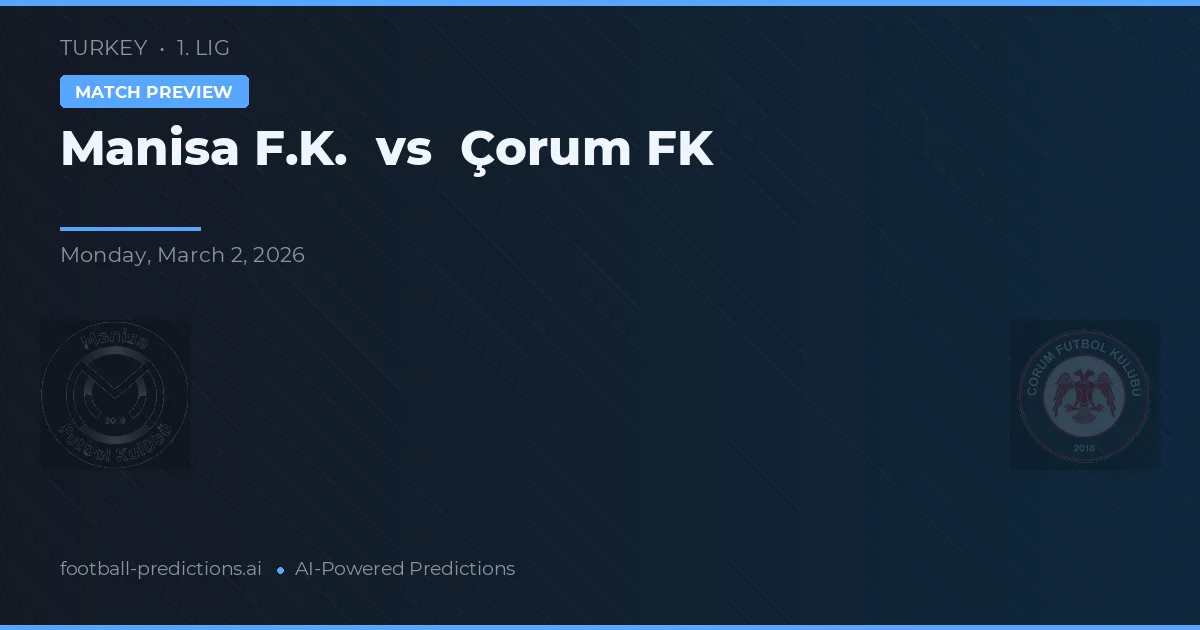 Manisa F.K. vs Çorum FK — prognóstico e prévia do jogo
