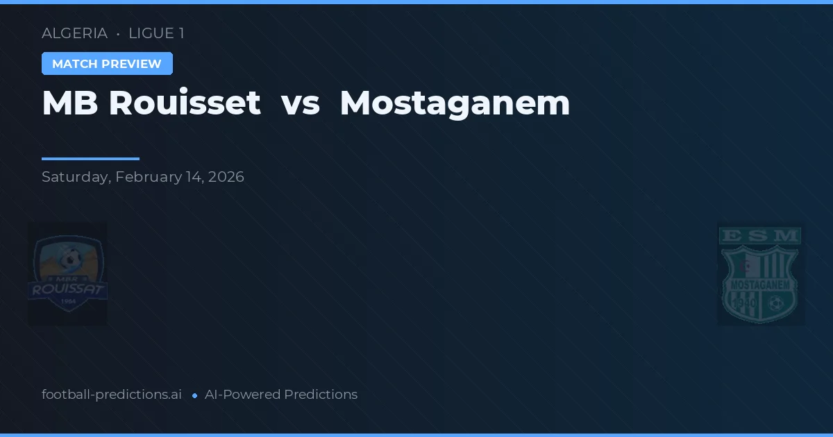 MB Rouisset vs Mostaganem — prognóstico e prévia do jogo