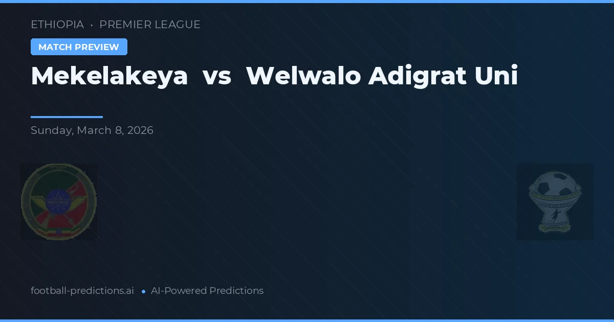 Mekelakeya vs Welwalo Adigrat Uni — prognóstico e prévia do jogo