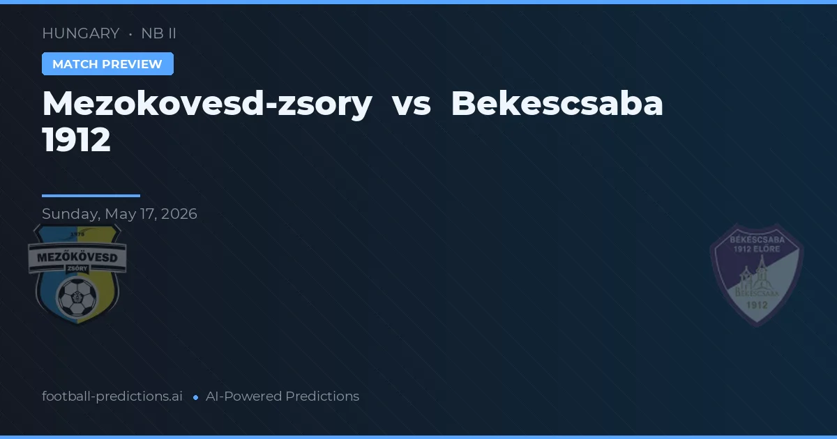 Mezőkövesd-Zsóry vs Békéscsaba 1912 — prognóstico e prévia do jogo