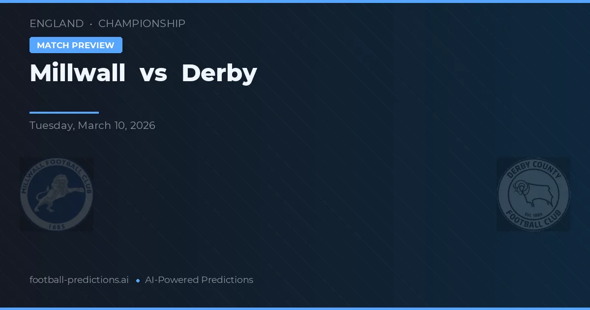 Millwall vs Derby — prognóstico e prévia do jogo