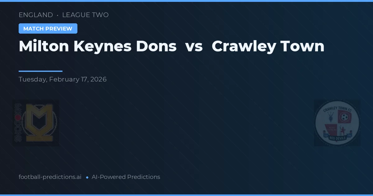 Milton Keynes Dons vs Crawley Town — prognóstico e prévia do jogo