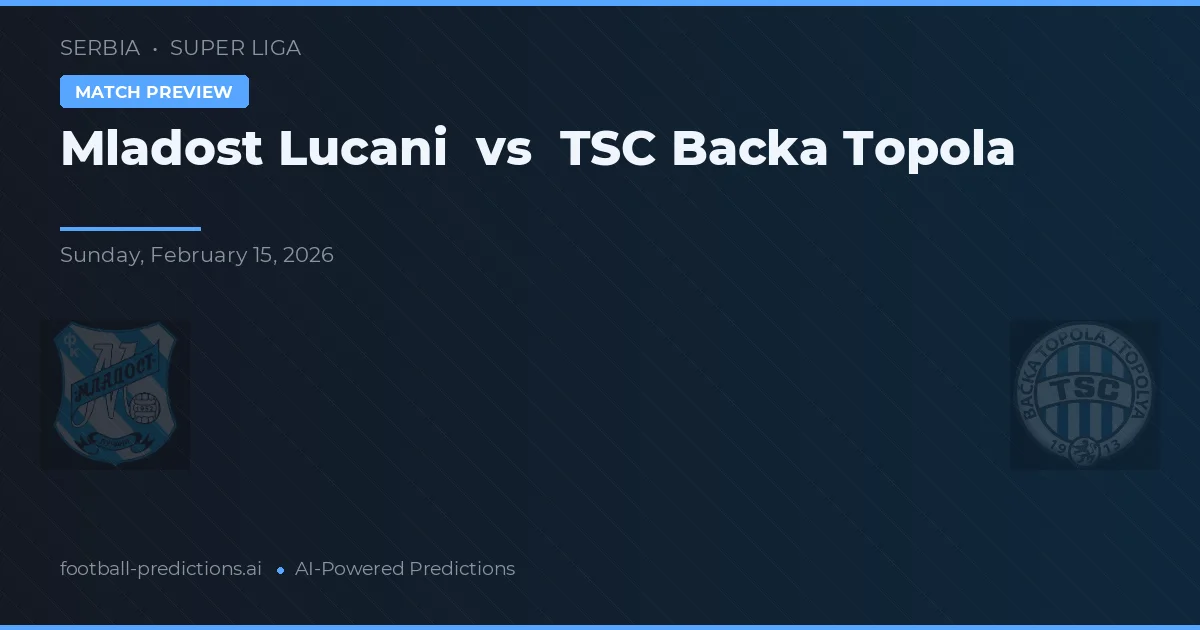 Mladost Lučani vs TSC Bacă Topola — prognóstico e prévia do jogo
