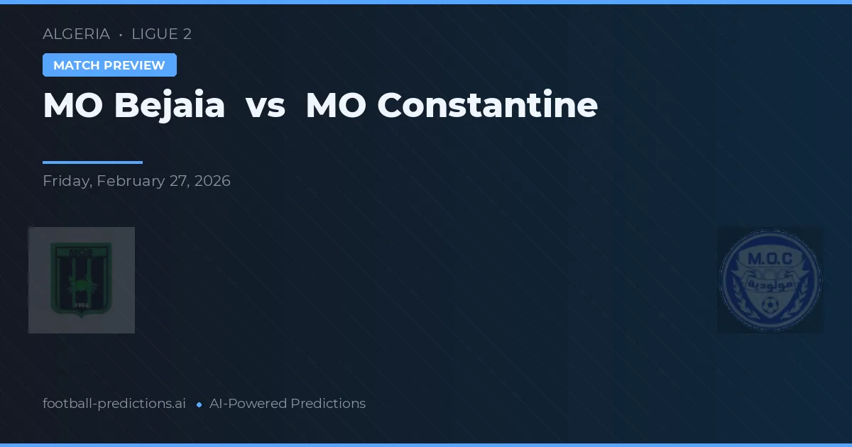 MO Bejaia vs MO Constantine — prognóstico e prévia do jogo
