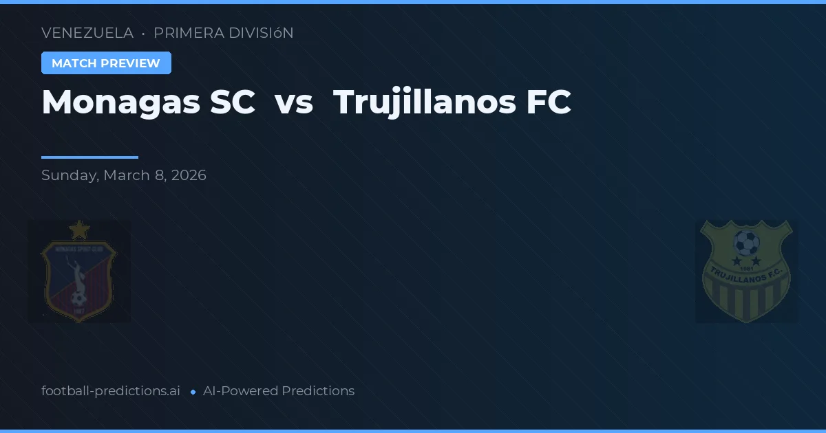 Monagas SC vs Trujillanos FC — prognóstico e prévia do jogo