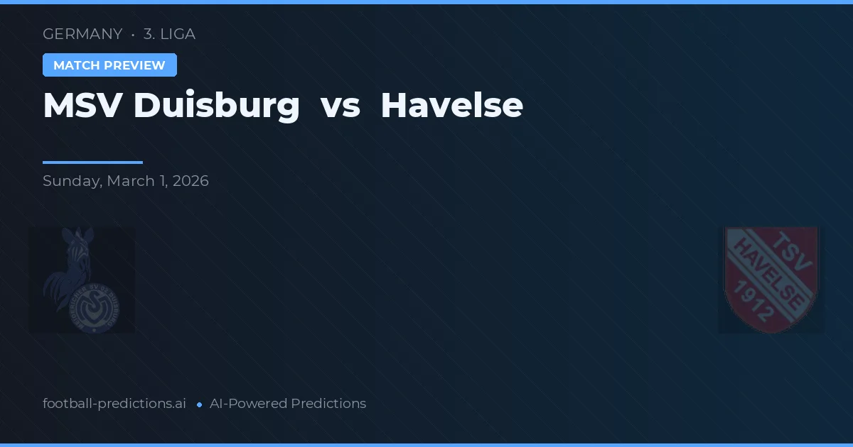 MSV Duisburg vs Havelse — prognóstico e prévia do jogo