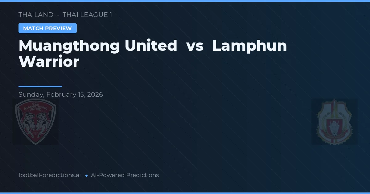 Muangthong United vs Lamphun Warrior — prognóstico e prévia do jogo
