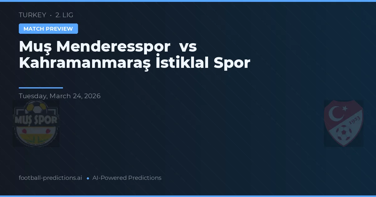 Muç Menderesspor vs Kahramanmaraş İstiklalspor — prognóstico e prévia do jogo