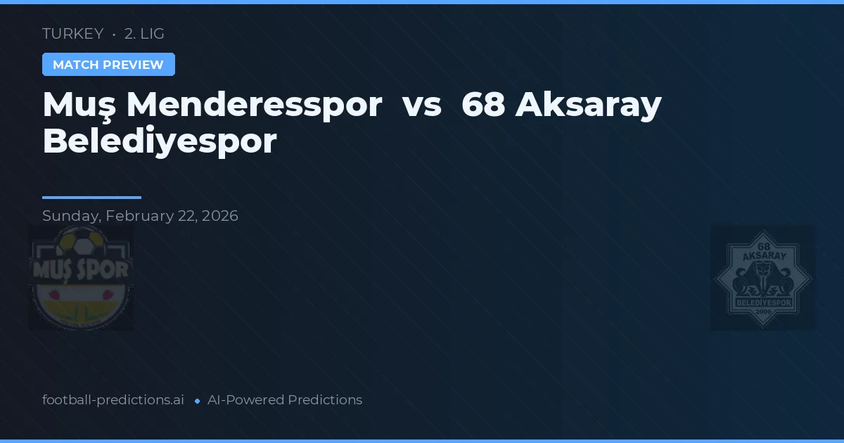 Muç Menderesspor vs Aksaray Belediyespor — prognóstico e prévia do jogo