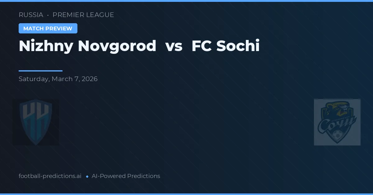 Nizhny Novgorod vs FC Sochi — prognóstico e prévia do jogo
