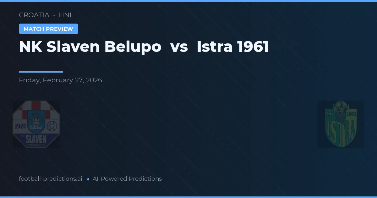 NK Slaven Belupo vs Istra 1961 — prognóstico e prévia do jogo