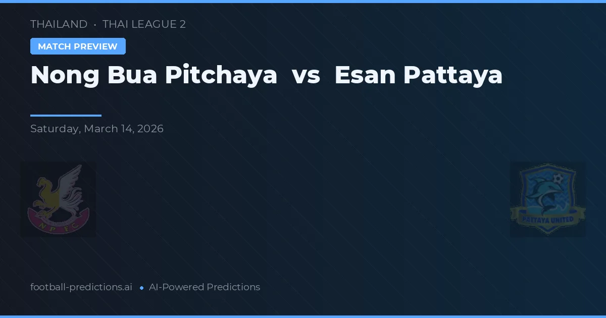 Nong Bua Pitchaya vs Esan Pattaya — prognóstico e prévia do jogo