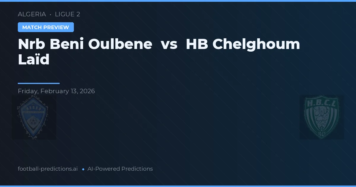 NRB Beni Oulbene vs HB Chelghoum Laïd — prognóstico e prévia do jogo