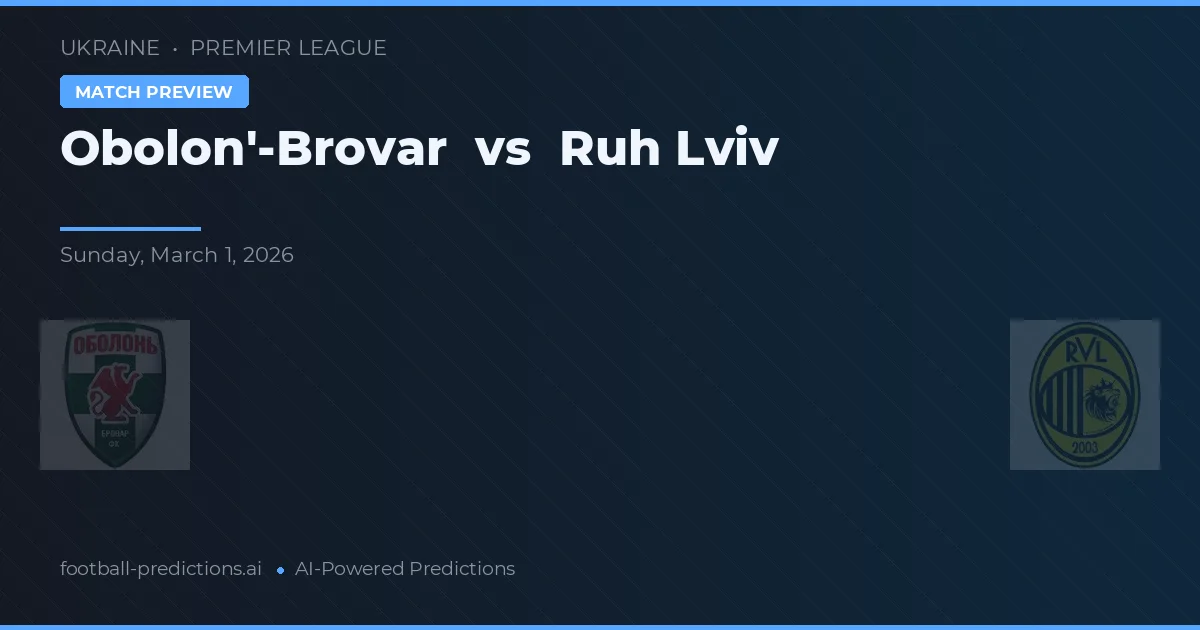 Obolon'-Brovar vs Ruh Lviv — prognóstico e prévia do jogo