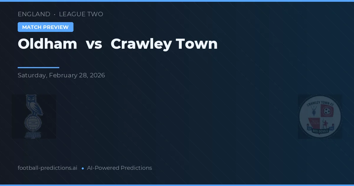 Oldham vs Crawley Town — prognóstico e prévia do jogo