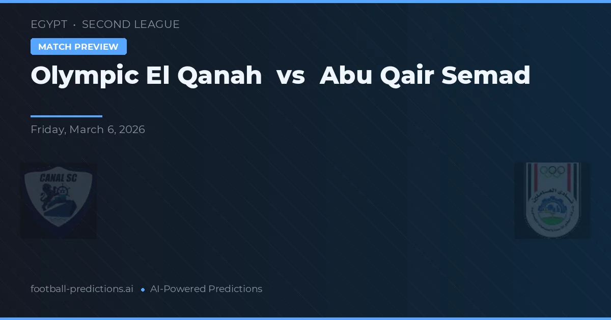 Olympic El Qanah vs Abu Qair Semad — prognóstico e prévia do jogo