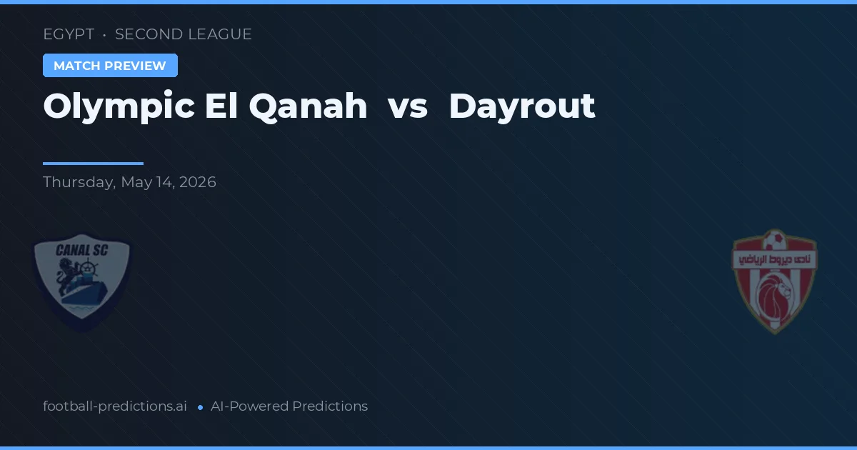 Olympic El Qanah vs Dayrout — prognóstico e prévia do jogo