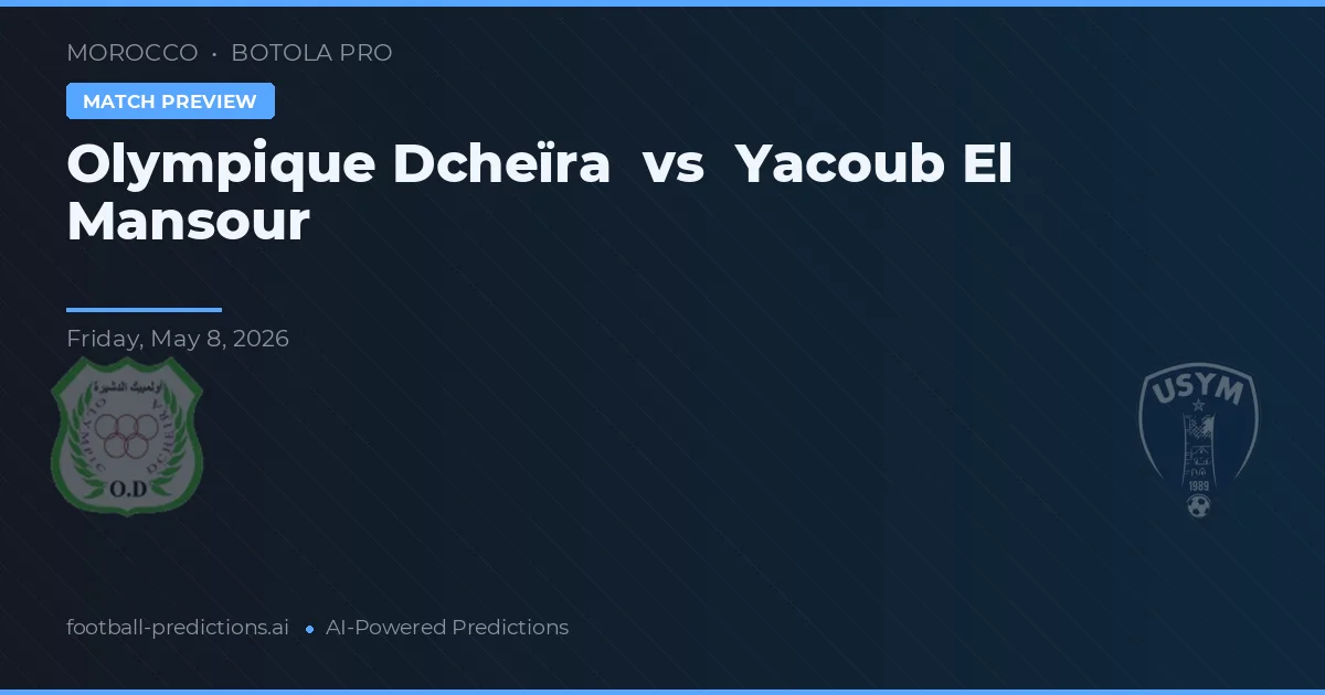 Olympique Dcheïra vs Yacoub El Mansour — prognóstico e prévia do jogo