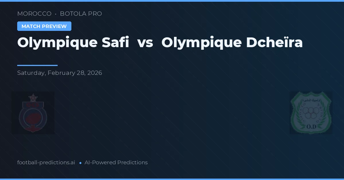 Olympique Safi vs Olympique Dcheïra — prognóstico e prévia do jogo