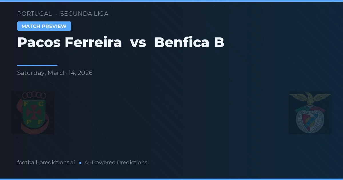 Pacos de Ferreira vs Benfica B — prognóstico e prévia do jogo