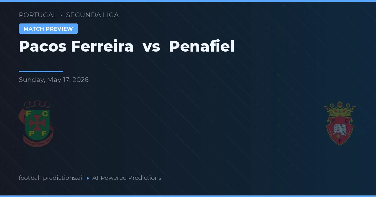 Pacos de Ferreira vs Penafiel — prognóstico e prévia do jogo