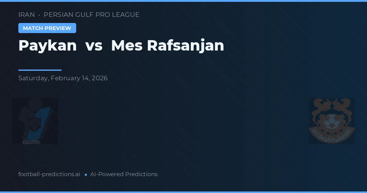 Paykan vs Mes Rafsanjan — prognóstico e prévia do jogo