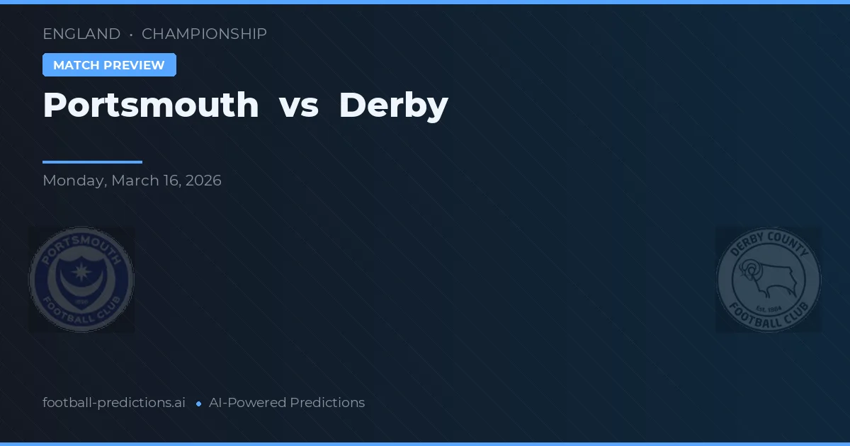 Portsmouth vs Derby — prognóstico e prévia do jogo
