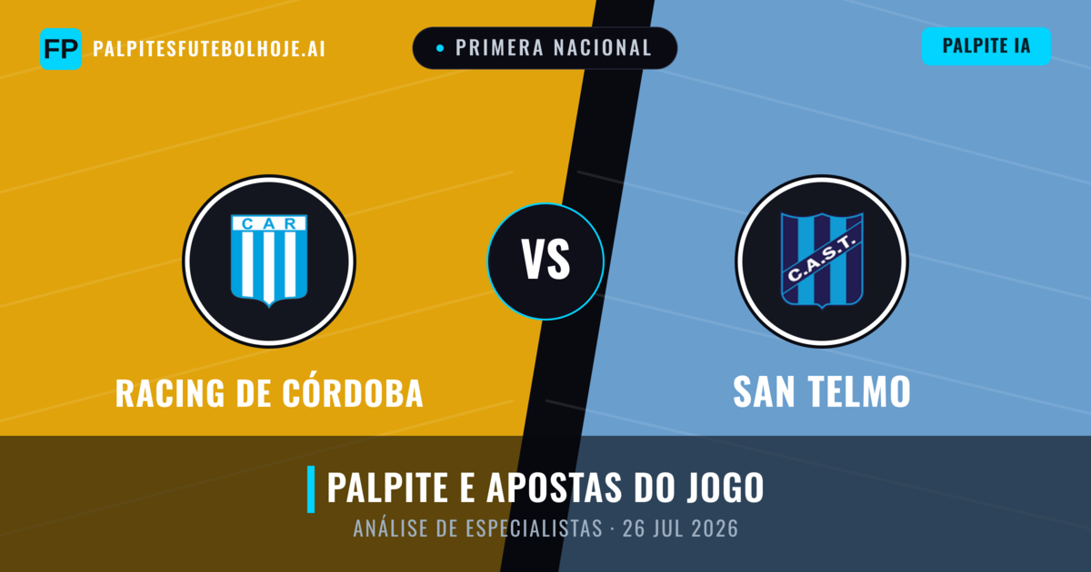 Racing de Córdoba vs San Telmo — prognóstico e prévia do jogo
