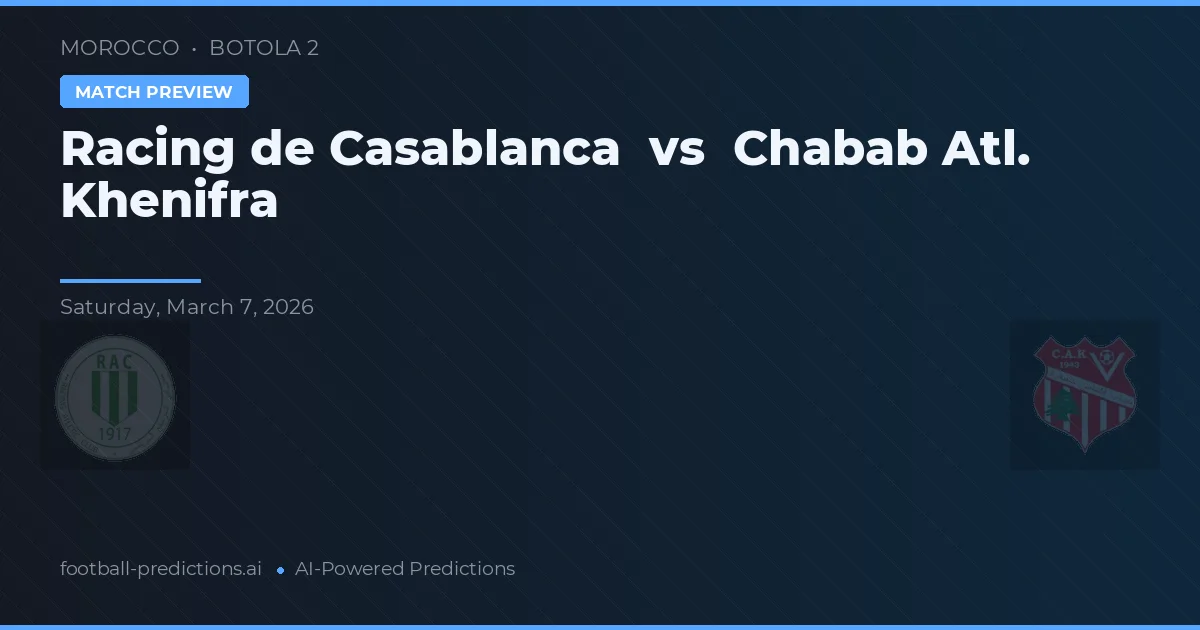 Racing de Casablanca vs Chabab Atl. Khenifra — prognóstico e prévia do jogo